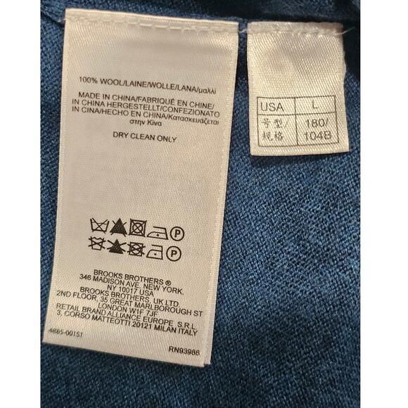 Brooks Brothers 100% SaxXon Wool Sweater, V Neck, Blue, Mens Sz L, New - Picture 4 of 7